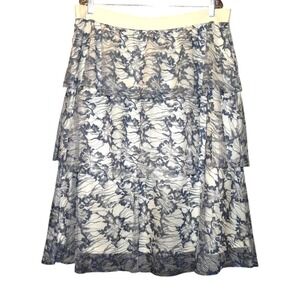 Cato Est 1946 Womens Size 18/20W Skirt White Blue Lace‎ Fully Lined Tiered Boho